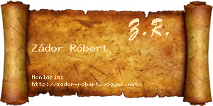 Zádor Róbert névjegykártya